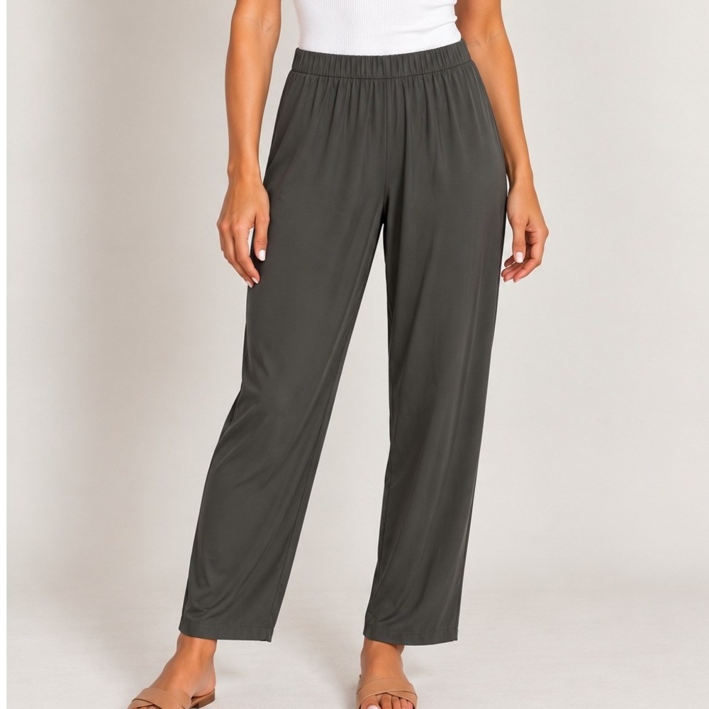Eileen Fisher Silk Georgette Crepe Tapered Pants Quiet Luxury Old Money Preppy